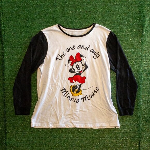DISNEY MINNIE MOUSE THE ONE AND ONLY WOMENS LONG SLEEVE SHIRT WHITE BLACK SZ XXL - Picture 3 of 5